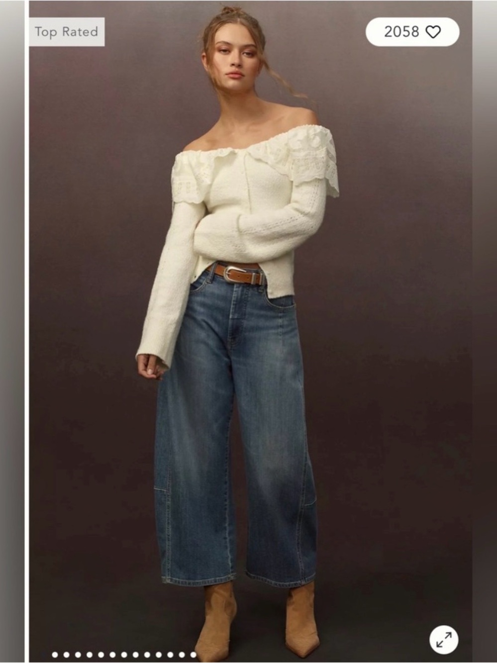 Pilcro Kenna Blue Denim Jeans - Barrel Relaxed Fit - Picture 4 of 5